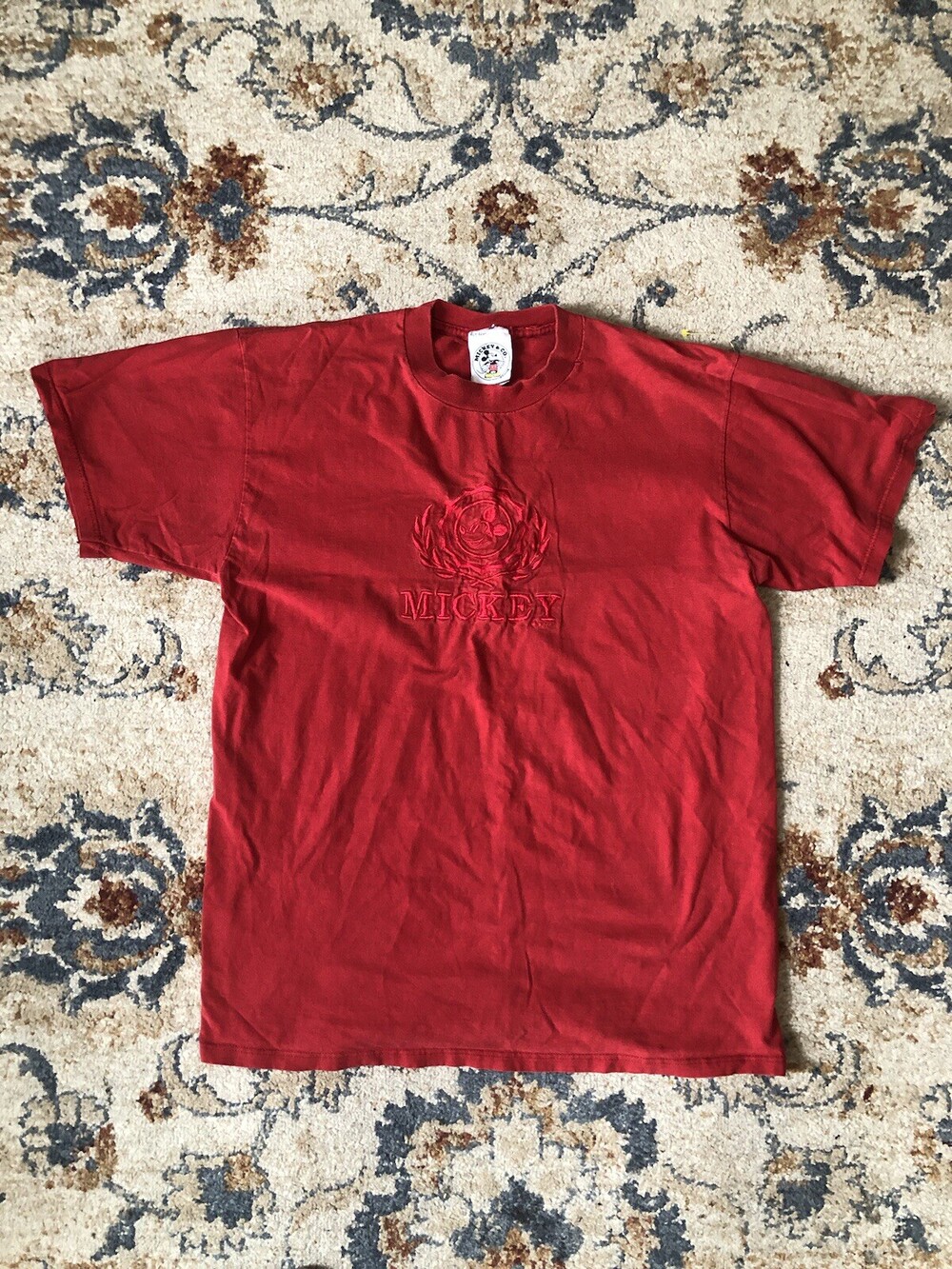 Vintage Disney Mickey Minnie Embroidered Red T-Shirt Large 90s Single Stitch